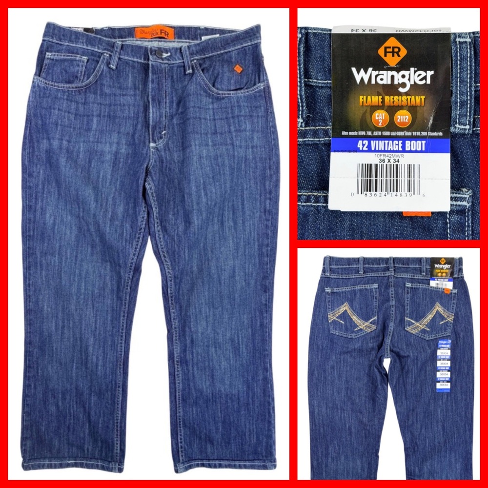 Wrangler 20X FR Jeans Men 36x28.5 Blue Denim Flame Resistant CAT2 2112 Workwear